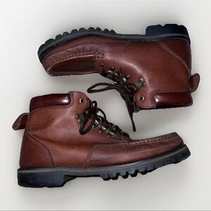 ST JOHNS BAY BRAZIL BROWN DISTRESSED LEATHER LACE UP HIKING TRAIL BOSS BOOTS 9.5